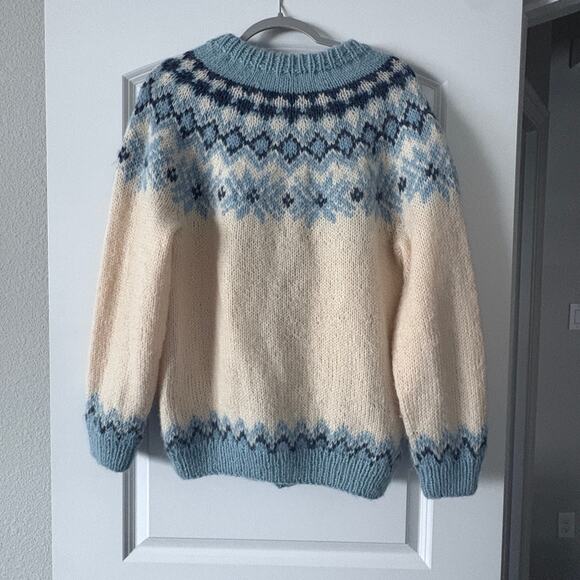 Après-ski 100% Wool Sweater Hamdmade Denmark Rare VTG M GORPCORE FairIsle Nordic - Picture 2 of 6